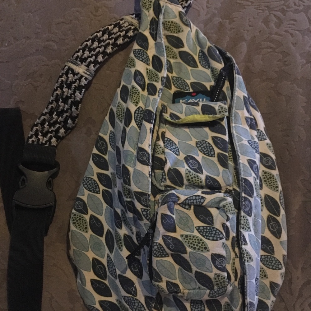 Kavu Rope Sling Blue Leaves Backsack